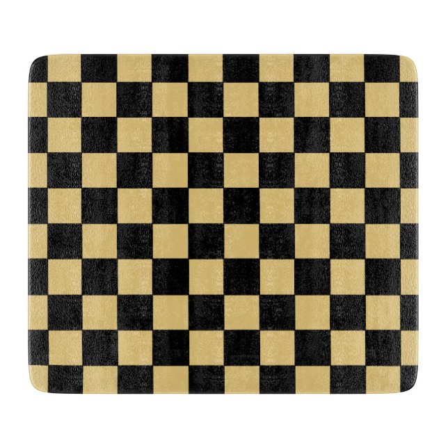Schwarz-goldenes Schachbrettmuster  Schneidebrett (Vorderseite)