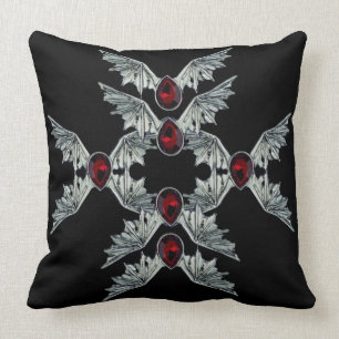Schwarz-Gothic-Blütenknochen Kissen
