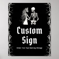Schwarz-Gothic Halloween Skeleton Custom Sign