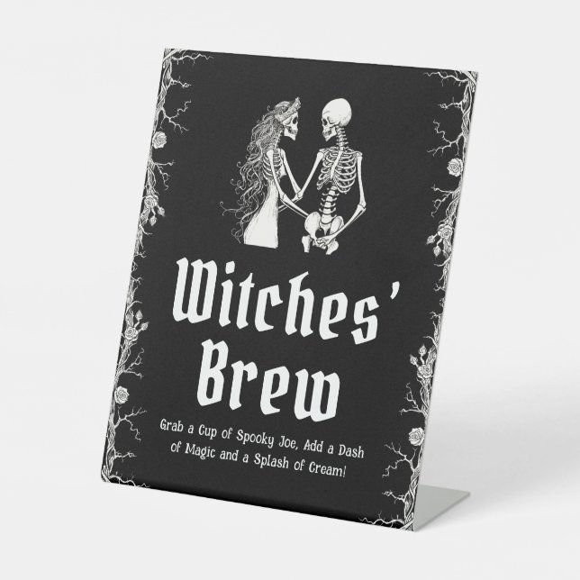 Schwarz-Gotisches Halloween Skeleton-Hexen-Zeichen Sockelschild (Vorderseite)