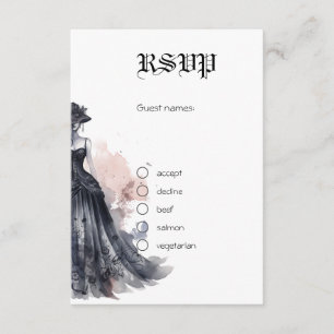 Schwarz-gotisches Kleid Hochzeitskarte Begleitkarte