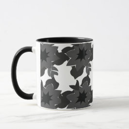 Schwarz-Grau-Abstrakt-Blüte Tasse