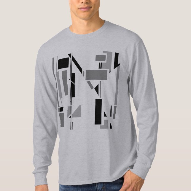 Schwarz-Grau-Abstrakte Elektronen Geometric Südwes T-Shirt (Vorderseite)
