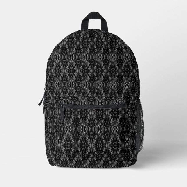 Schwarz-Grau-abstrakte Geometrie Bedruckter Rucksack (Vorderseite)