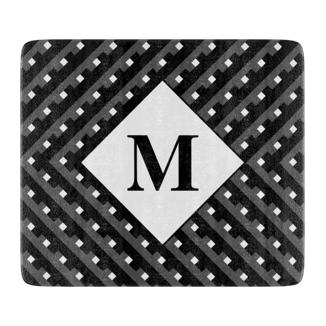 Schwarz-Grau-Anglerlinien für Monogramm Schneidebrett (Vorderseite)