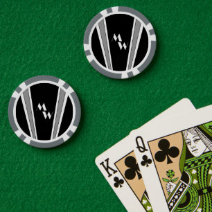 Schwarz-Grau-Art-Deco-Design Mit Monogramm Pokerchips