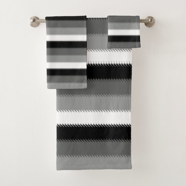 Schwarz-Grau-Ash-Streifen Badhandtuch Set (Insitu)