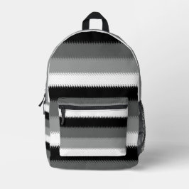 Schwarz-Grau-Ash-Streifen Bedruckter Rucksack