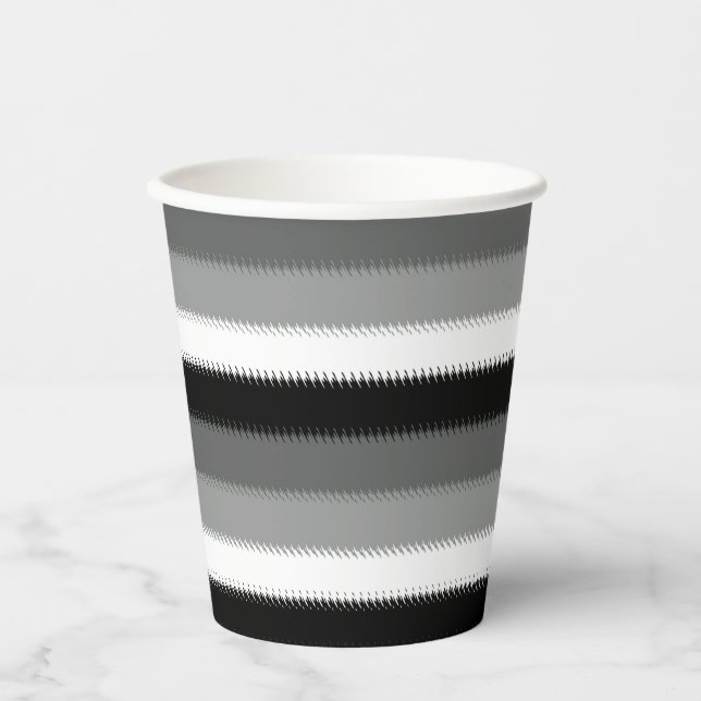 Schwarz-Grau-Ash-Streifen Pappbecher (Vorderseite)