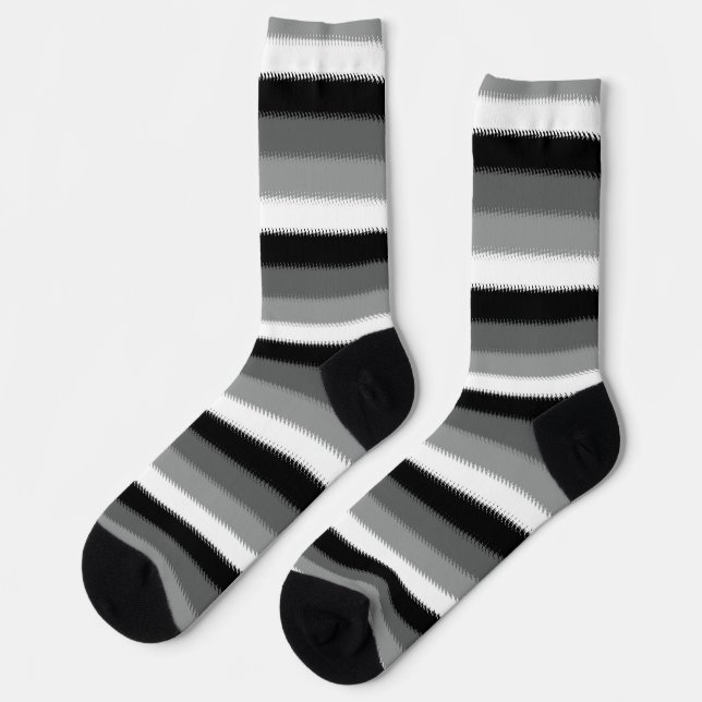 Schwarz-Grau-Ash-Streifen Socken (Linkes Detail)