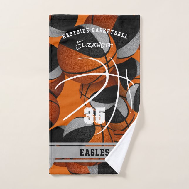 Schwarz-Grau-Basketball-Team Farben Athleten Namen Handtuch (Handtuch)