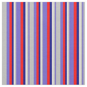 Schwarz, Grau, Beige, Blau und Rotes Muster Stoff