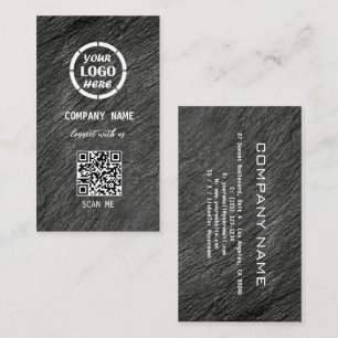 Schwarz-Grau-Berufliches Design Moderner QR-Code-B Visitenkarte