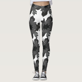 Schwarz-Grau-Blume Leggings