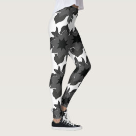 Schwarz-Grau-Blume Leggings