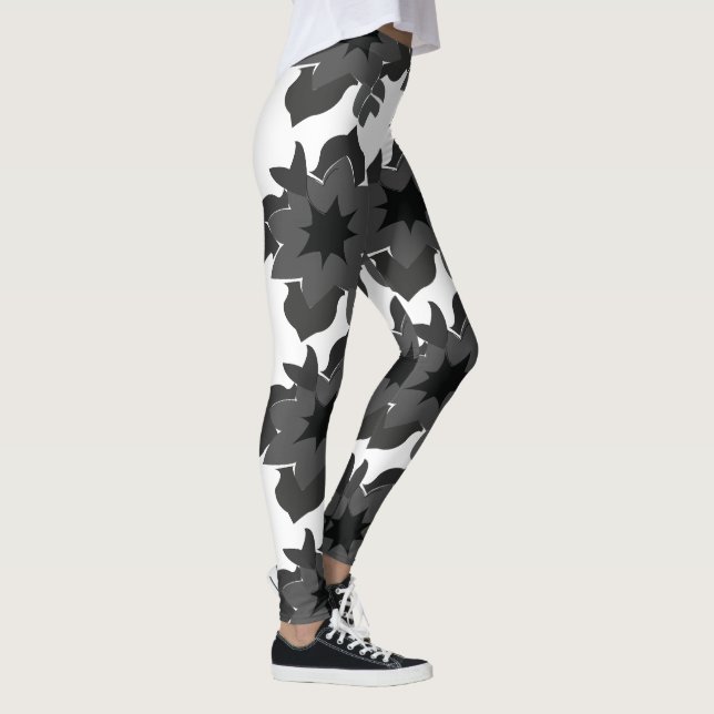Schwarz-Grau-Blume Leggings (Rechts)