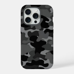 Schwarz Grau Camo iPhone 15 Pro Hülle