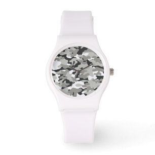 Schwarz-Grau-Camouflage-Design Armbanduhr