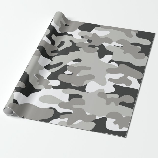Schwarz-Grau-Camouflage-Design Geschenkpapier (Ungerollt)