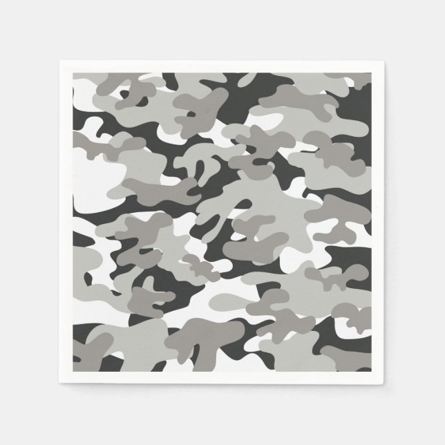 Schwarz-Grau-Camouflage-Design Serviette (Vorderseite)
