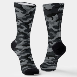 Schwarz & Grau Camouflage-Hülle Dunkles Tarnmust Socken