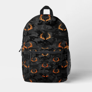 Schwarz-Grau-Camouflage mit Orange Antlers Bedruckter Rucksack