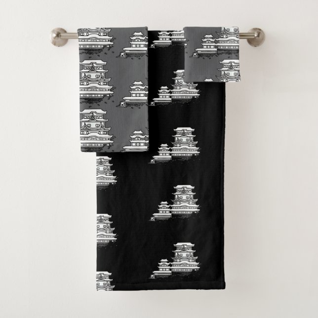 Schwarz-Grau-Combo-Exotic-Aufenthalt Badhandtuch Set (Insitu)