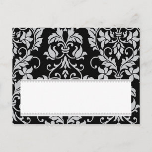 Schwarz/Grau Damask Hochzeitfähige Platzkarte Postkarte