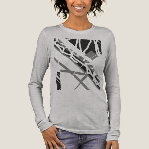 Schwarz-Grau-Diagonal-Formen Abstrakte Kunstgestal Tri-Blend Shirt