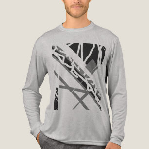 Schwarz-Grau-Diagonal-Formen Abstrakte Kunstgestal Tri-Blend Shirt