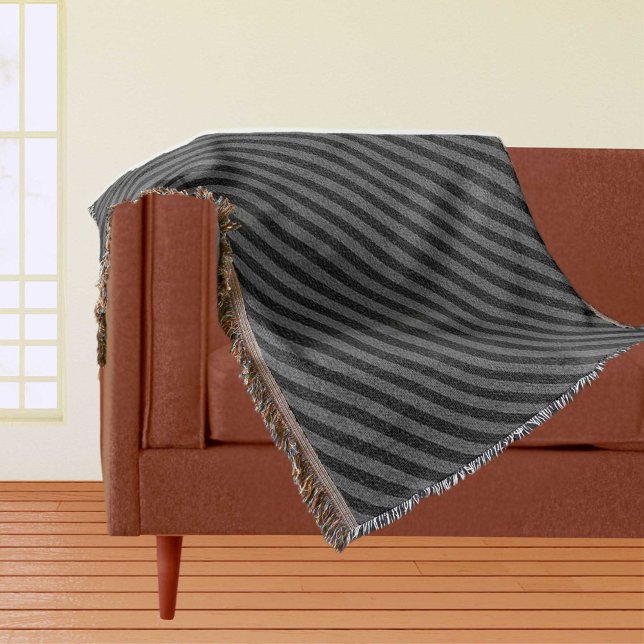 Schwarz-Grau-Diagonal-Streifen-Fußleiste Decke (Black and Gray Diagonal Stripes Throw Blanket)