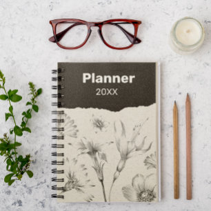 Schwarz-Grau-Elegante Blume Planer