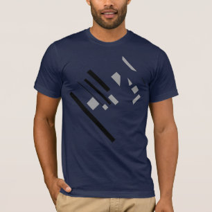 Schwarz-grau-geometrisches Abstraktes Diagonal-MCM T-Shirt
