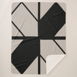 Schwarz-Grau-Geometrisches Design Sherpadecke
