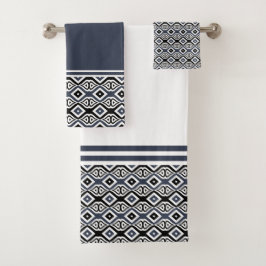 Schwarz-Grau-geometrisches Muster Badhandtuch Set