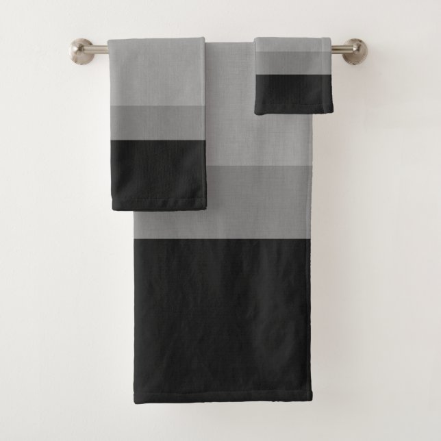 Schwarz, grau gestreift, mit Querstichen strukturi Badhandtuch Set (Insitu)
