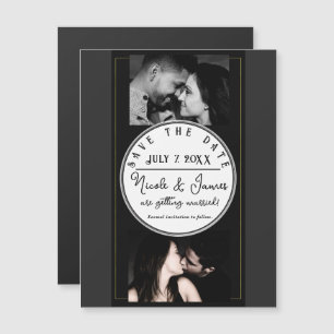 Schwarz Grau Gold Modern Minimal Save-the-Date-Hoc Magnetkarte
