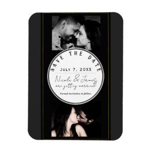 Schwarz Grau Gold Moderne Minimal Hochzeitseinladu Magnet