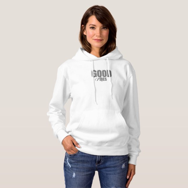 Schwarz-Grau-Good Vibes Hoodie Sweatshirt (Vorne ganz)