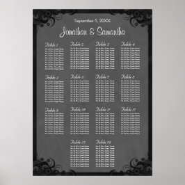Schwarz/Grau Goth 14 Hochzeitstisch-Sitzkarte Poster