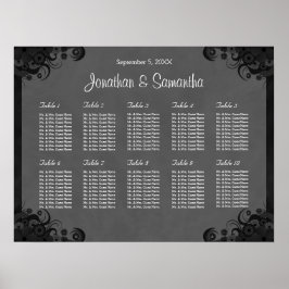 Schwarz-Grau Goth Hochzeit 10 Tischkarten Poster