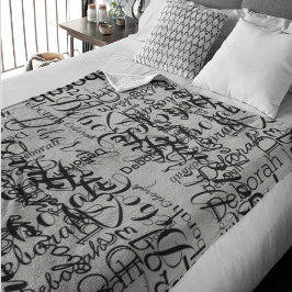 Schwarz-Grau-handgeschriebene Schriftart - Muster Fleecedecke
