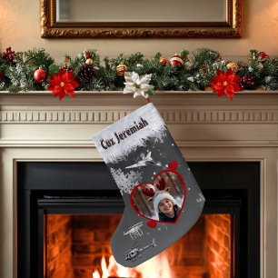 Schwarz Grau Jet-Drohne Luftfahrt Liebhaber Foto Kleiner Weihnachtsstrumpf