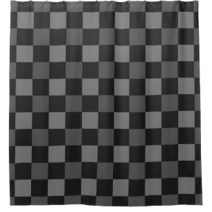 Schwarz & Grau karierte Quadrate Karo Duschvorhang