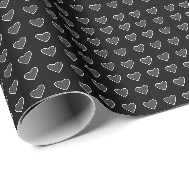 Schwarz-Grau-Liebe Herz Geschenkpapier (Rolleneckpunkt)