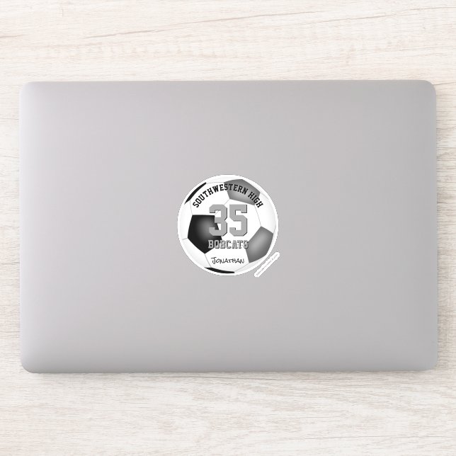 Schwarz-Grau-Mannschaft Farben Jungen Mädchen Fußb Aufkleber (Computer)