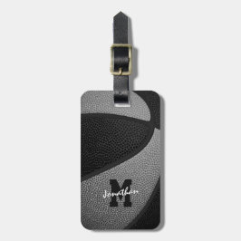 Schwarz-Grau-Mannschaftsfarben mit Monogramm Baske Gepäckanhänger