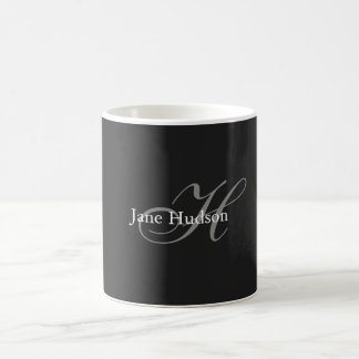Schwarz-Grau-Monogramm Einfache Schlichte Sonderak Kaffeetasse