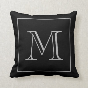 Schwarz-Grau-Monogramm Kissen
