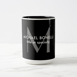 Schwarz-Grau-Monogramm Moderne Minimalistische Vor Zweifarbige Tasse